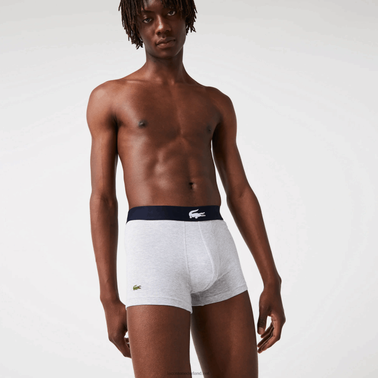 Lacoste niet-overeenkomende boxershort van stretchkatoen, 3-pack 0828H1342 wit grijs chine marineblauw bck Heren