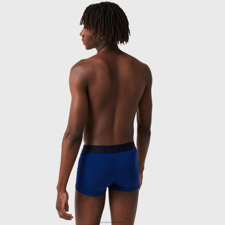 Lacoste niet-overeenkomende boxershort van stretchkatoen, 3-pack 0828H1342 wit grijs chine marineblauw bck Heren