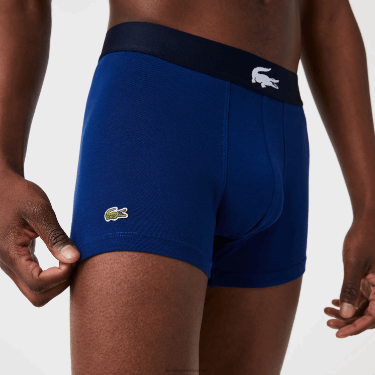 Lacoste niet-overeenkomende boxershort van stretchkatoen, 3-pack 0828H1342 wit grijs chine marineblauw bck Heren