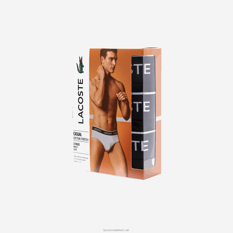 Lacoste pak van 3 casual slips 0828H1421 zwart 031 Heren