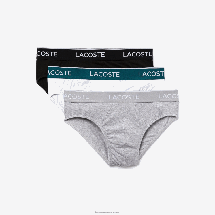 Lacoste pak van 3 casual slips 0828H1422 zwart wit grijs chine nua Heren