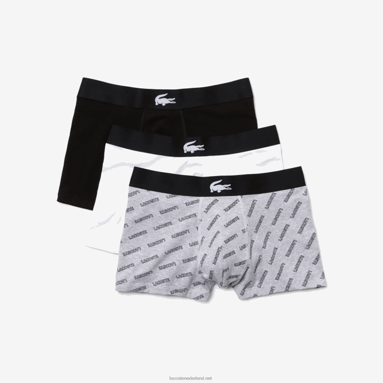 Lacoste stretch katoenen romper 3-pack 0828H1431 zwart grijs chine wit eqd Heren