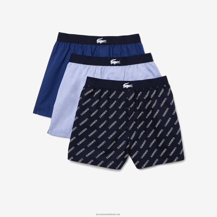 Lacoste ultrazachte katoenen boxer 3-pack 0828H1578 marineblauw vuc Heren