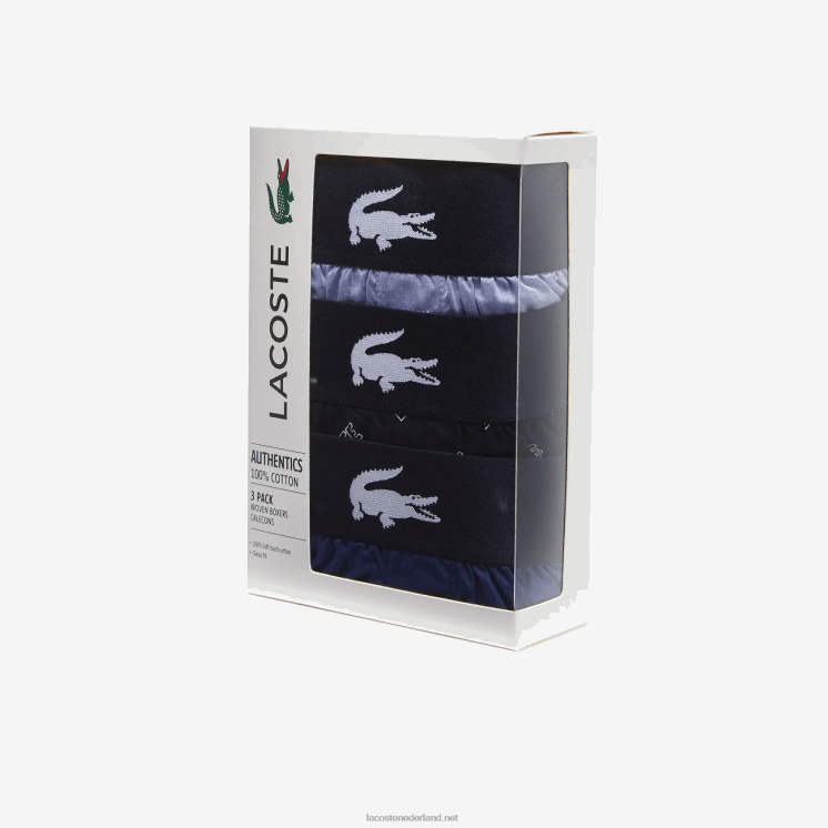 Lacoste ultrazachte katoenen boxer 3-pack 0828H1578 marineblauw vuc Heren