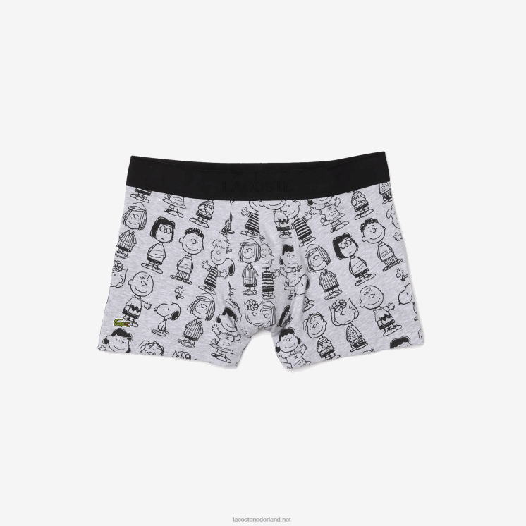 lacoste x peanuts lange boxershort van biologisch katoen 0828H1638 grijze chine ca Heren