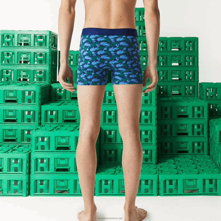 lange boxershort van lacoste x minecraft print van biologisch katoen 0828H1599 witte c50 Heren