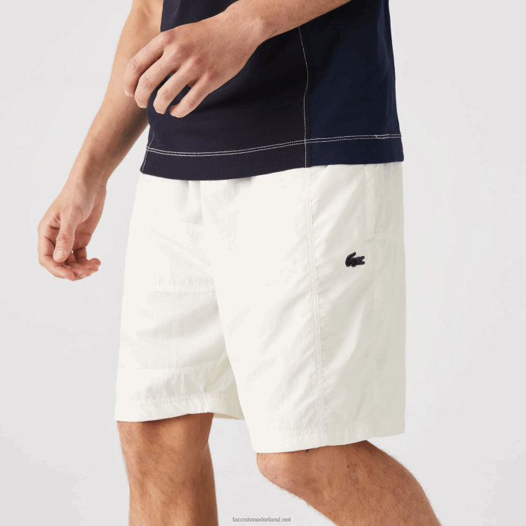Lacoste Short met kleurvlakken en patchwork-effect 0828H1501 wit b5l Heren
