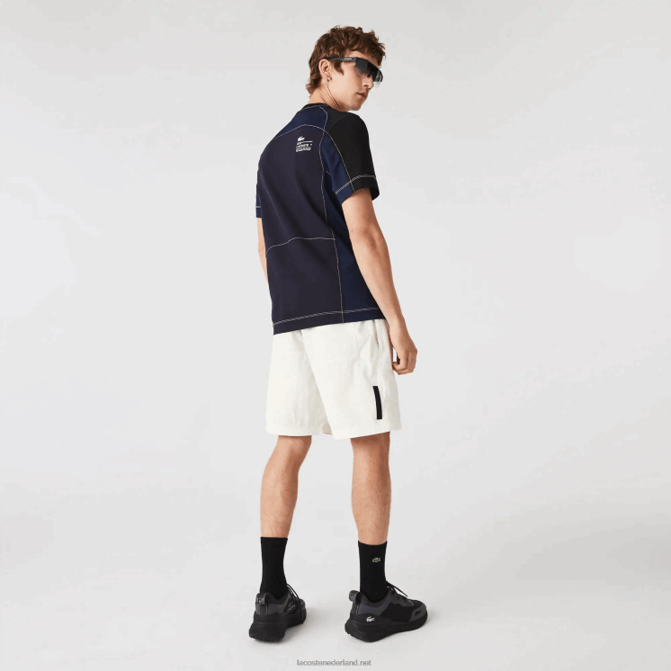 Lacoste Short met kleurvlakken en patchwork-effect 0828H1501 wit b5l Heren