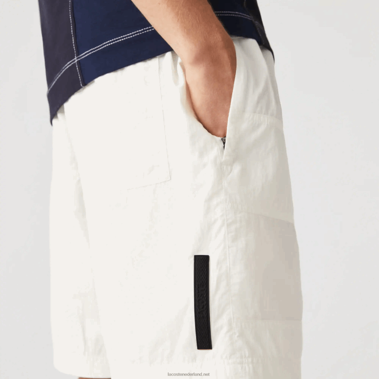 Lacoste Short met kleurvlakken en patchwork-effect 0828H1501 wit b5l Heren
