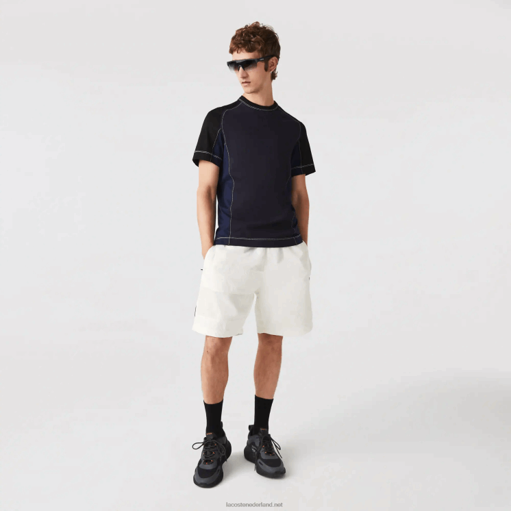 Lacoste Short met kleurvlakken en patchwork-effect 0828H1501 wit b5l Heren