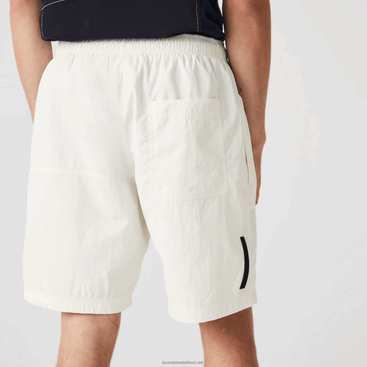 Lacoste Short met kleurvlakken en patchwork-effect 0828H1501 wit b5l Heren