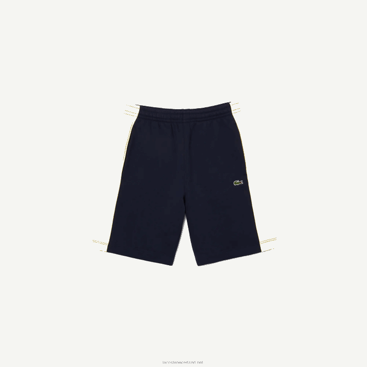 Lacoste Short van geborsteld fleece met kleurvlakken 0828H1516 marineblauw geel 144 Heren