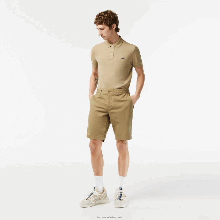 Lacoste Slim fit bermuda van stretchkatoen 0828H431 beige cb8 Heren