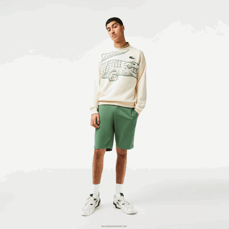 Lacoste Slim fit bermuda van stretchkatoen 0828H433 kaki groen kx5 Heren