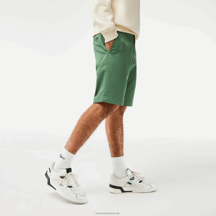 Lacoste Slim fit bermuda van stretchkatoen 0828H433 kaki groen kx5 Heren