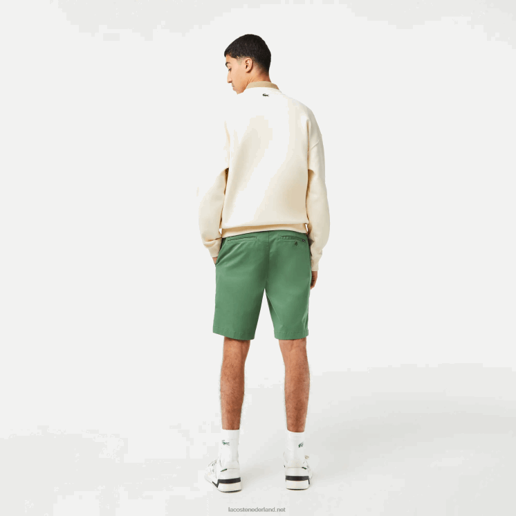 Lacoste Slim fit bermuda van stretchkatoen 0828H433 kaki groen kx5 Heren