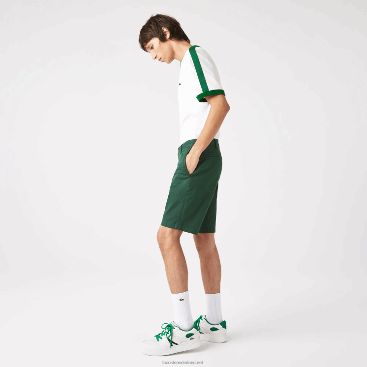 Lacoste Slim fit bermuda van stretchkatoen 0828H434 groen 5hx Heren