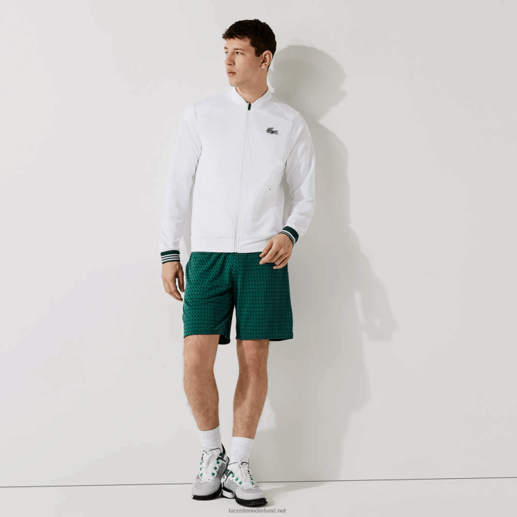 Lacoste ademende sportbroek met pied-de-poule-patroon 0828H1598 groen wit 256 Heren