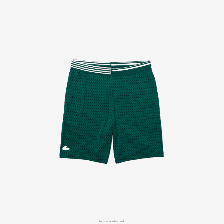 Lacoste ademende sportbroek met pied-de-poule-patroon 0828H1598 groen wit 256 Heren