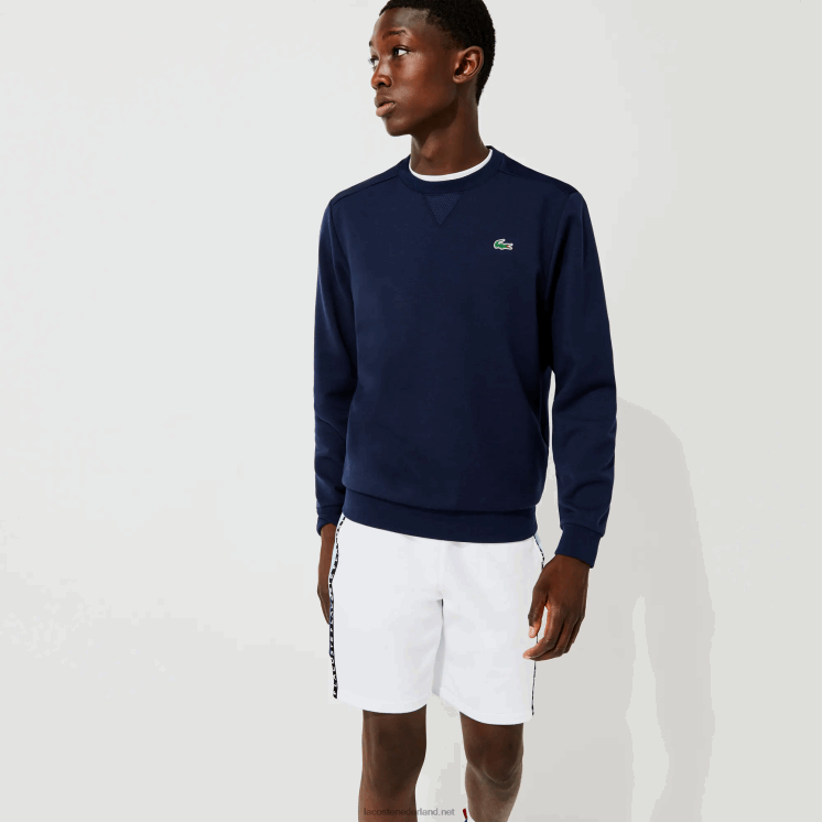 Lacoste fleece bermuda met banden en letters 0828H1602 wit blauw vl3 Heren