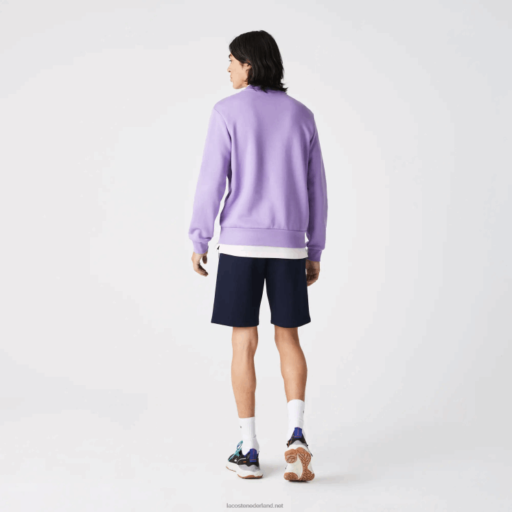 Lacoste geborstelde fleece shorts met bedrukte banden 0828H1496 marineblauw 166 Heren
