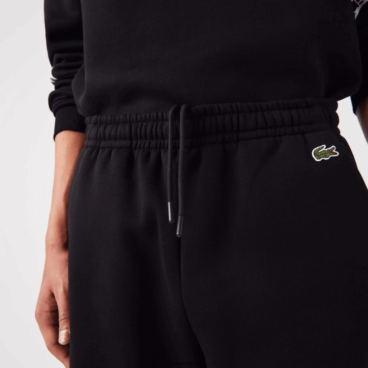 Lacoste geborstelde fleece shorts met bedrukte banden 0828H1497 zwart 031 Heren