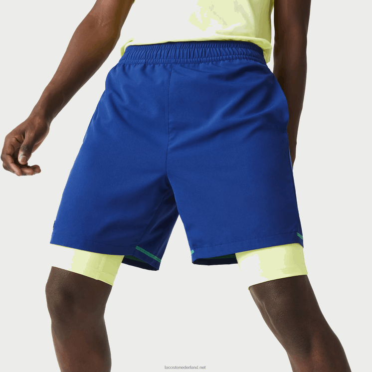 Lacoste gelaagde sportbroek 0828H1544 blauw flitsend geel wit 8q6 Heren