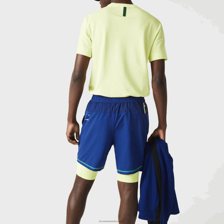 Lacoste gelaagde sportbroek 0828H1544 blauw flitsend geel wit 8q6 Heren
