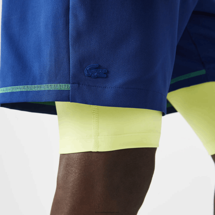 Lacoste gelaagde sportbroek 0828H1544 blauw flitsend geel wit 8q6 Heren