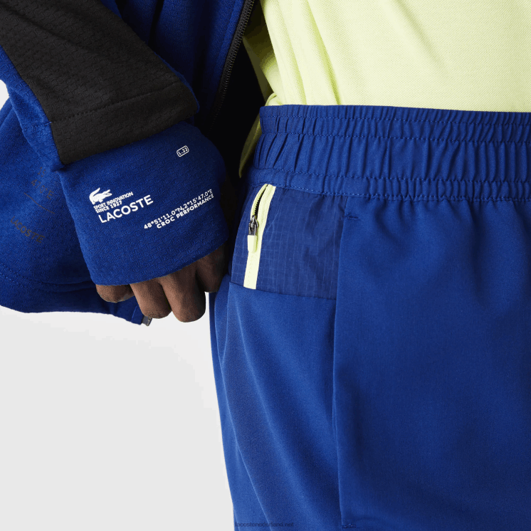 Lacoste gelaagde sportbroek 0828H1544 blauw flitsend geel wit 8q6 Heren