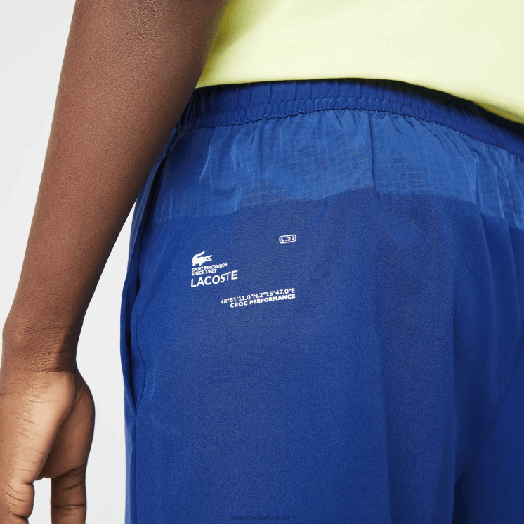 Lacoste gelaagde sportbroek 0828H1544 blauw flitsend geel wit 8q6 Heren