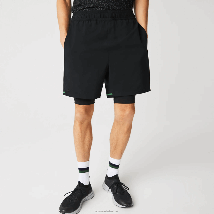 Lacoste gelaagde sportbroek 0828H1545 zwart groen wit 9az Heren