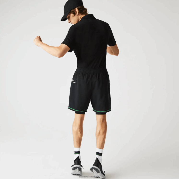 Lacoste gelaagde sportbroek 0828H1545 zwart groen wit 9az Heren