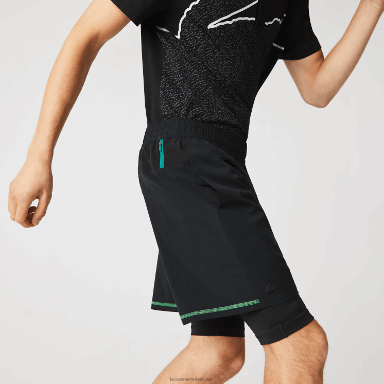 Lacoste gelaagde sportbroek 0828H1545 zwart groen wit 9az Heren