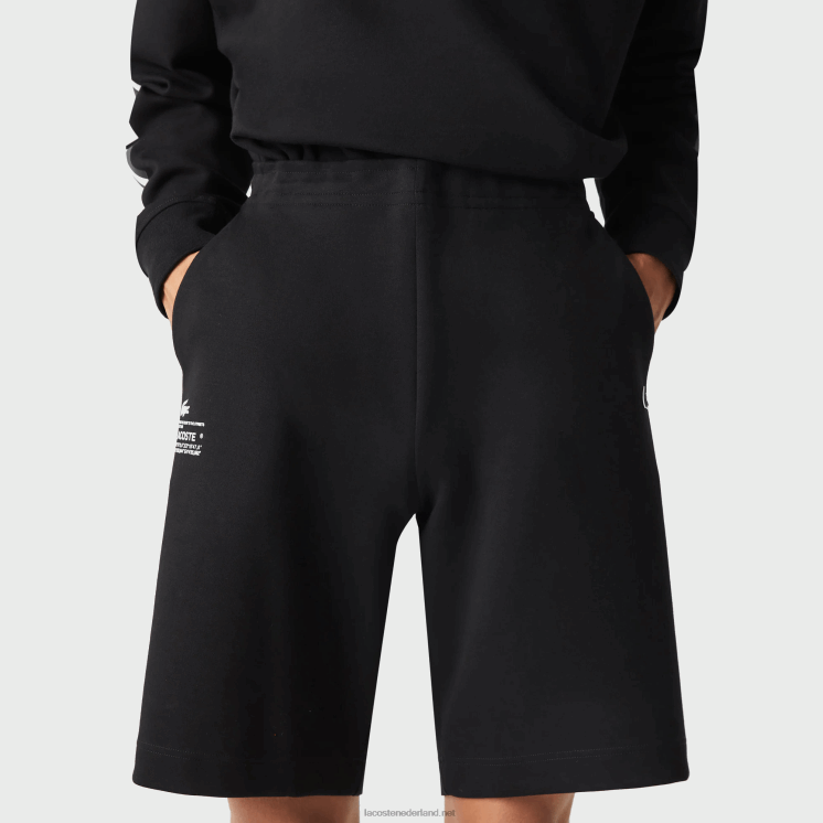 Lacoste korte broek met reflecterende print 0828H1354 zwart 031 Heren