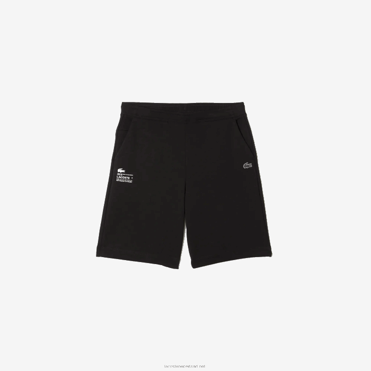 Lacoste korte broek met reflecterende print 0828H1354 zwart 031 Heren