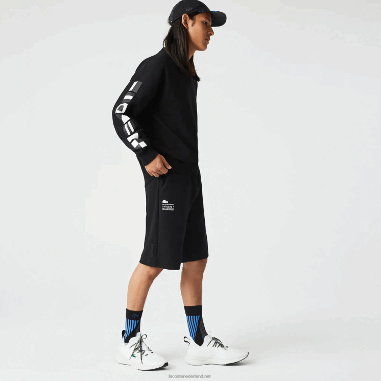 Lacoste korte broek met reflecterende print 0828H1354 zwart 031 Heren