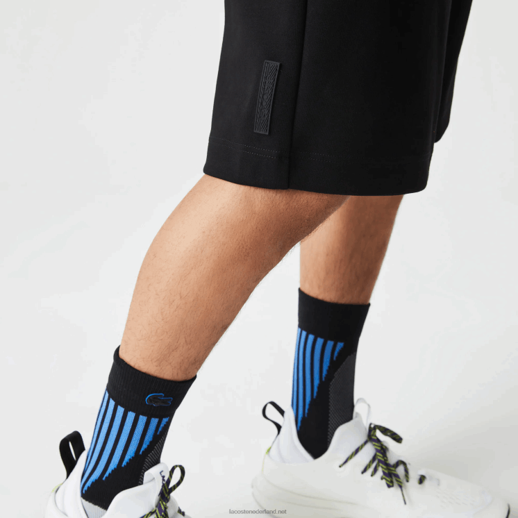 Lacoste korte broek met reflecterende print 0828H1354 zwart 031 Heren