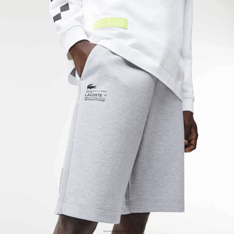 Lacoste korte broek met reflecterende print 0828H1355 grijze chine ca Heren