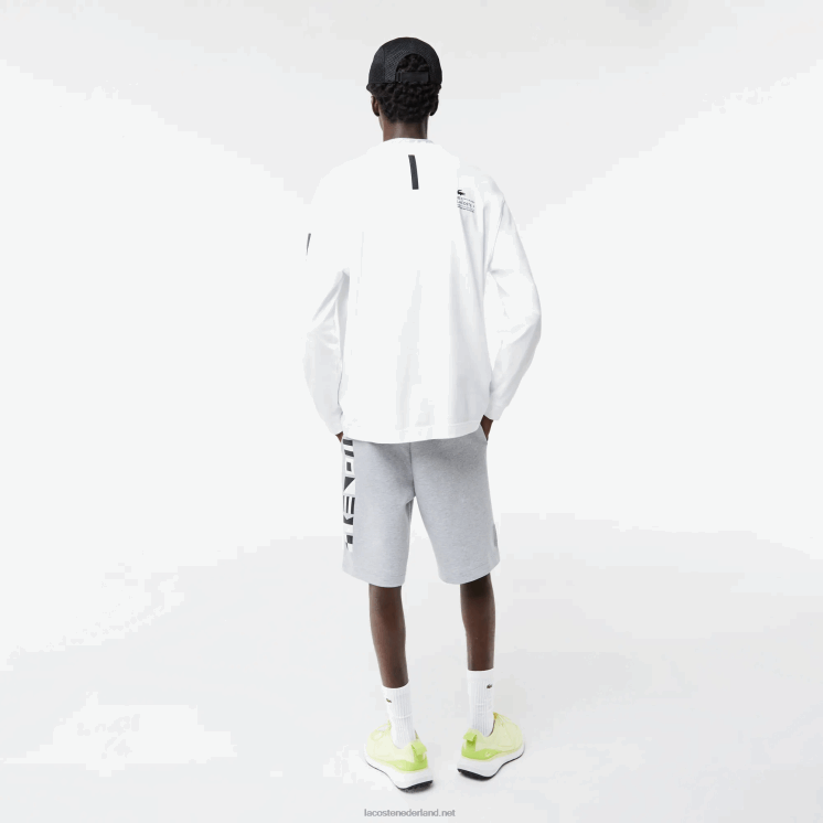 Lacoste korte broek met reflecterende print 0828H1355 grijze chine ca Heren