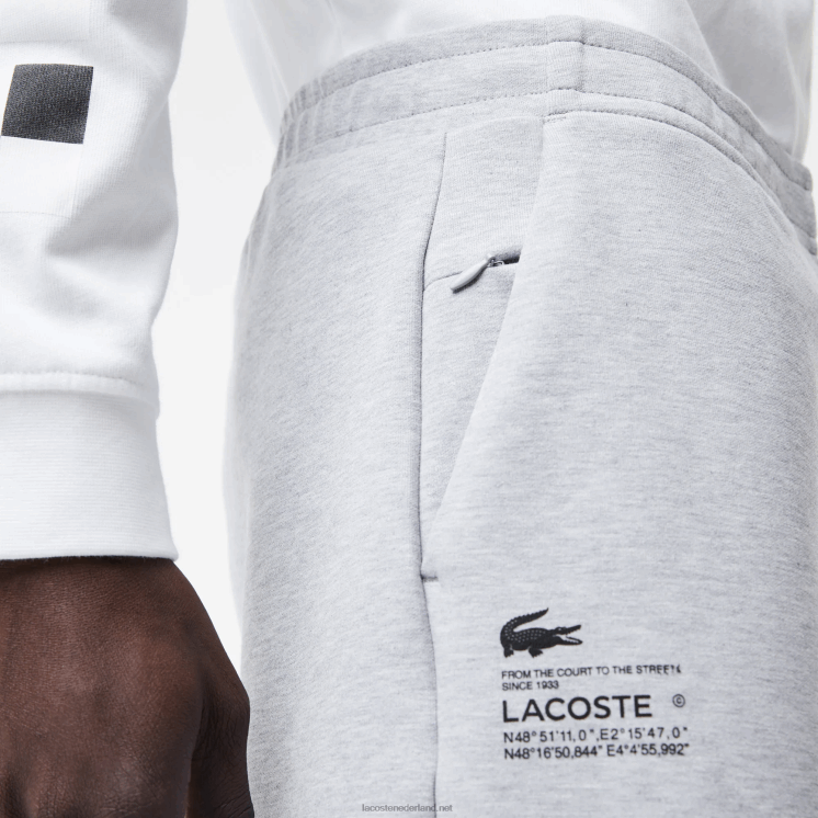 Lacoste korte broek met reflecterende print 0828H1355 grijze chine ca Heren
