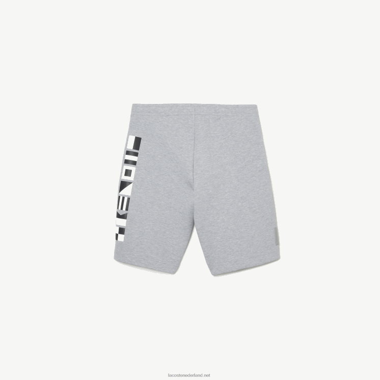 Lacoste korte broek met reflecterende print 0828H1355 grijze chine ca Heren