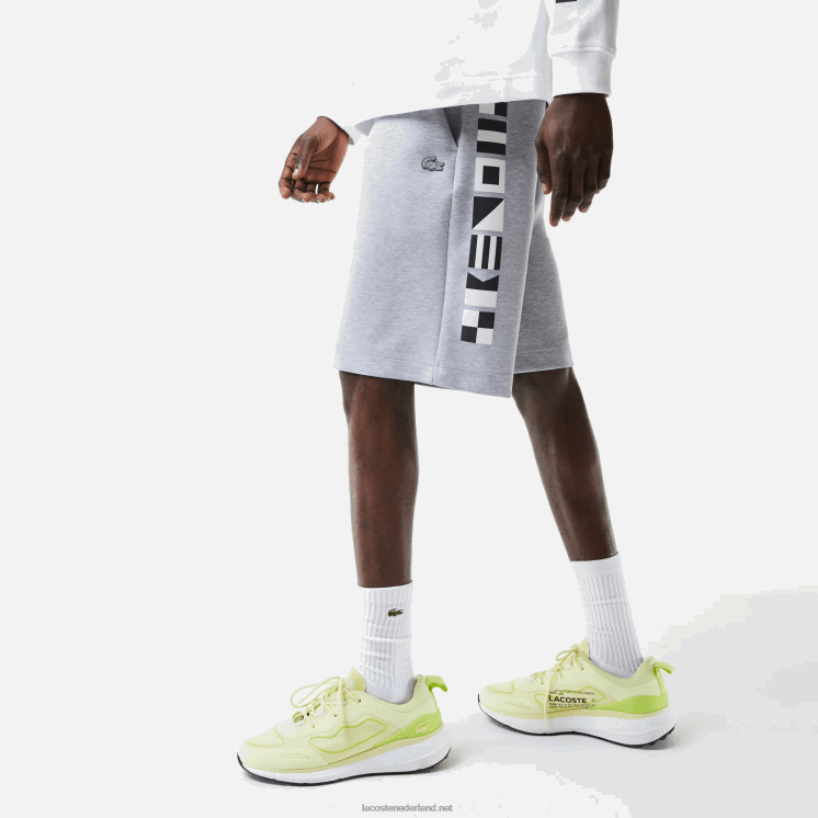 Lacoste korte broek met reflecterende print 0828H1355 grijze chine ca Heren