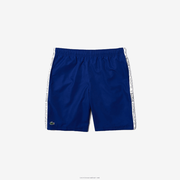 Lacoste korte broek met sportmerk aan de zijkant 0828H1505 blauw wit emj Heren