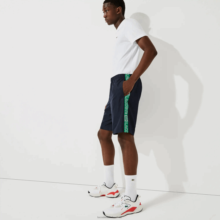 Lacoste korte broek met sportmerk aan de zijkant 0828H1506 marineblauw groen mr0 Heren