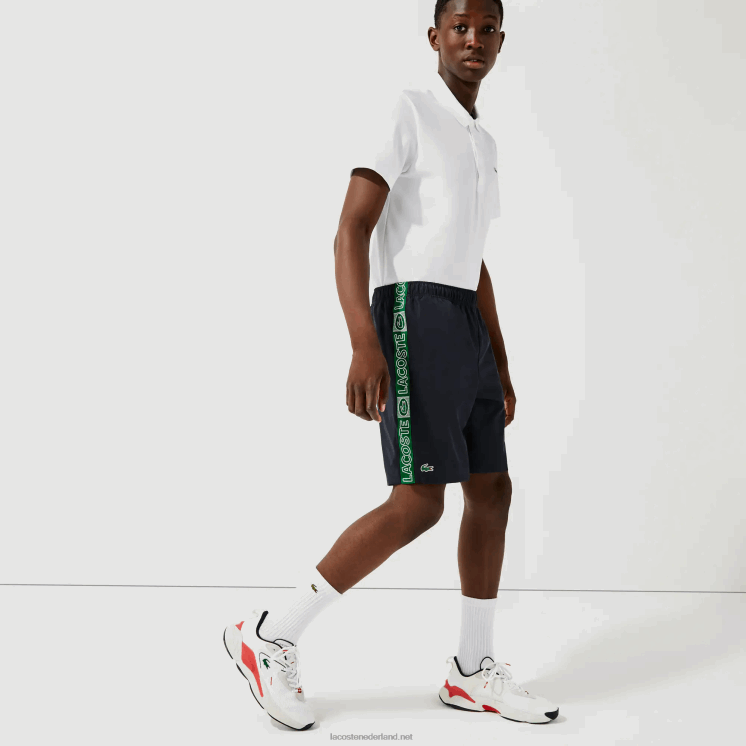 Lacoste korte broek met sportmerk aan de zijkant 0828H1506 marineblauw groen mr0 Heren