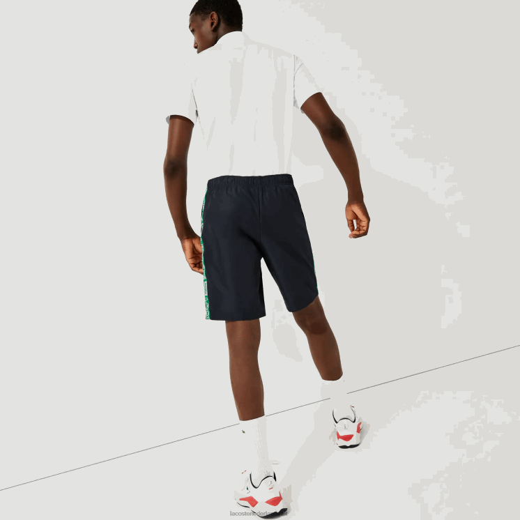Lacoste korte broek met sportmerk aan de zijkant 0828H1506 marineblauw groen mr0 Heren