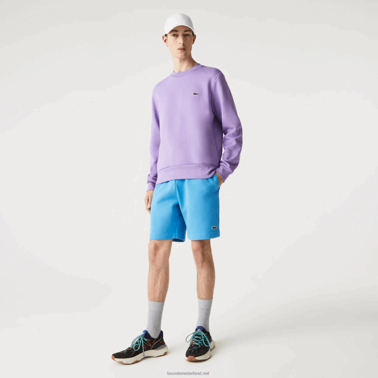 Lacoste korte broek van biologisch geborsteld katoenfleece 0828H1370 blauw 4xa Heren