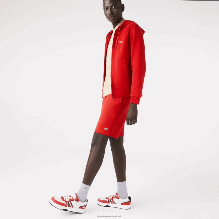 Lacoste korte broek van biologisch geborsteld katoenfleece 0828H1373 rood 240 Heren