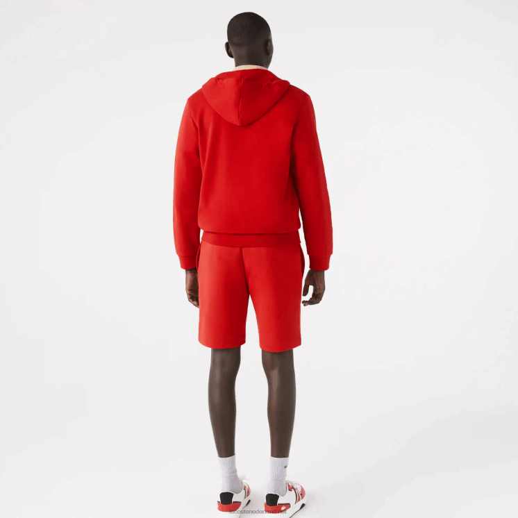 Lacoste korte broek van biologisch geborsteld katoenfleece 0828H1373 rood 240 Heren